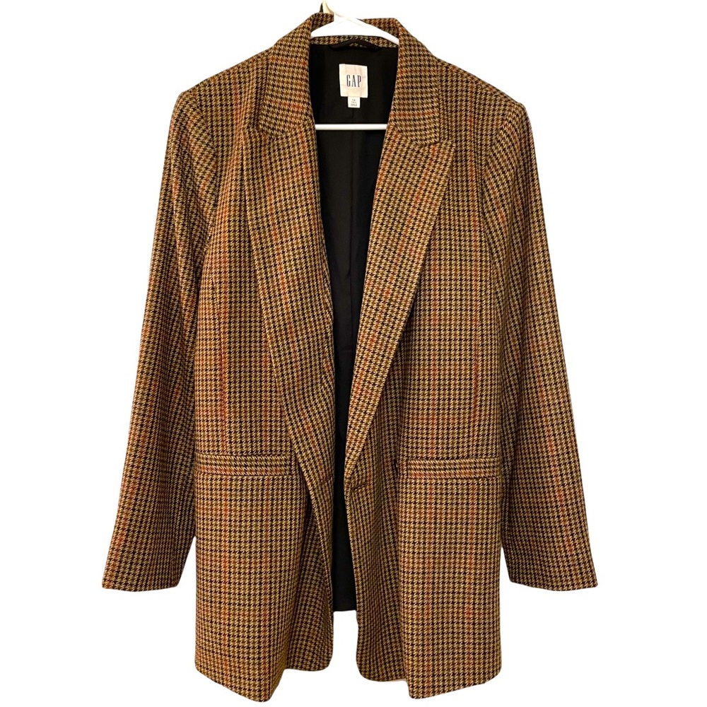 GAP Boyfriend Blazer, brown plaid, 10Tall